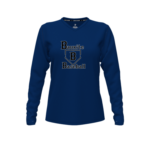 [FTLVCFNV-FYXS-LOGO1] Comfort T-Shirt (Female Youth XS, Navy, V Neck, Logo 1, Long Sleeve)