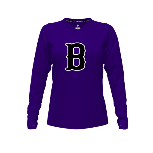 [FTLVCFPP-FYXS-LOGO2] Decker Comfort T-Shirt (Female Youth XS, Purple, V Neck, Logo 2, Long Sleeve)