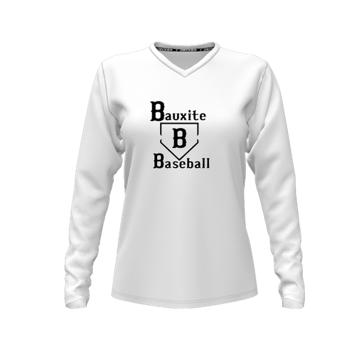 [CUS-DFW-TEES-PER-VNK-LSL-WHT-FYXS-LOGO1] Performance T-Shirt (Female Youth XS, White, V Neck, Logo 1, Long Sleeve)