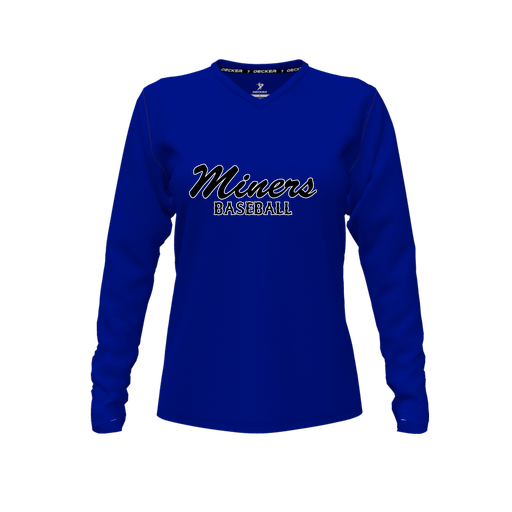 [CUS-DFW-TEES-PER-VNK-LSL-RYL-FYXS-LOGO3] Performance T-Shirt (Female Youth XS, Royal, V Neck, Logo 3, Long Sleeve)
