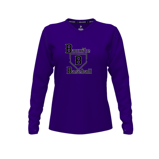 [CUS-DFW-TEES-PER-VNK-LSL-PUR-FYXS-LOGO1] Performance T-Shirt (Female Youth XS, Purple, V Neck, Logo 1, Long Sleeve)