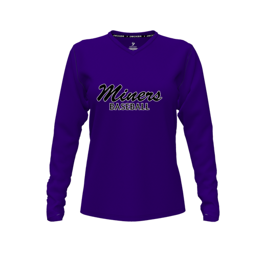 [CUS-DFW-TEES-PER-VNK-LSL-PUR-FYXS-LOGO3] Performance T-Shirt (Female Youth XS, Purple, V Neck, Logo 3, Long Sleeve)