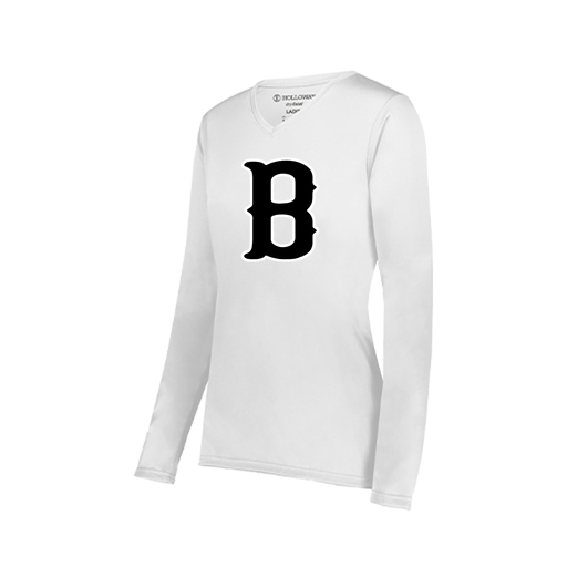 [222824.005.S-LOGO2] Ladies LS Smooth Sport Shirt (Female Adult S, White, Logo 2)